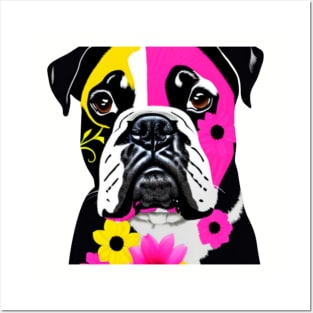 My Bulldog with flowers Posters and Art